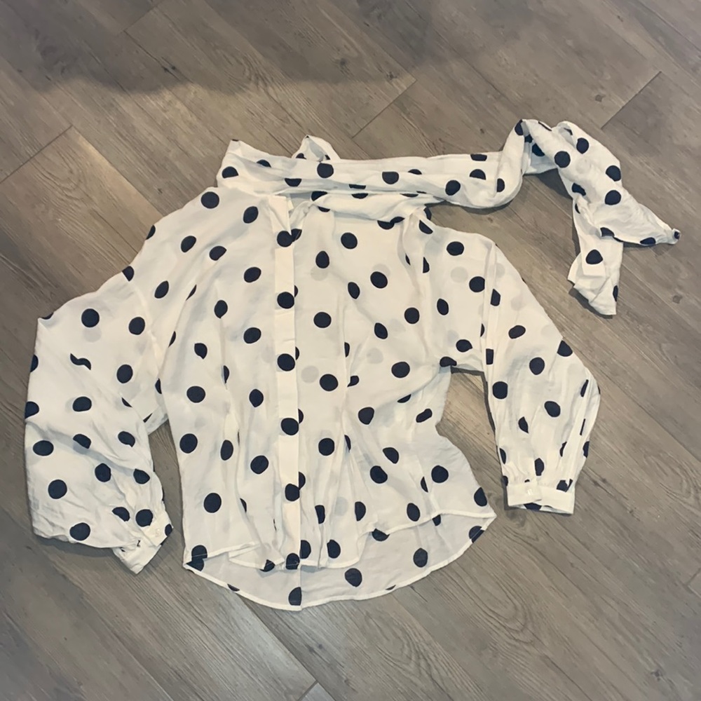 ASOS polka dot large bow blouse